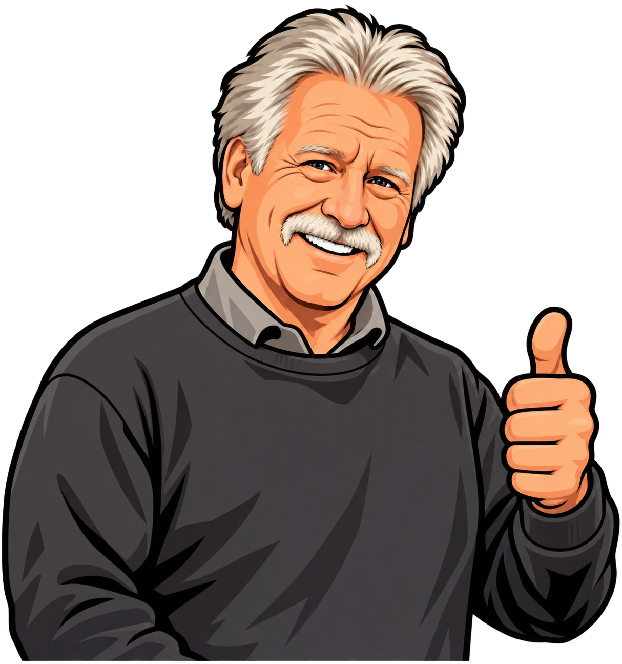 Smiling cartoon portrait of Pap